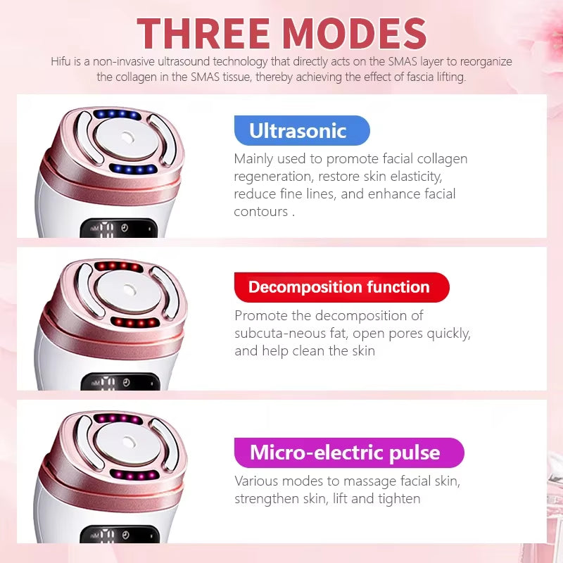 Mini HIFU Facial Skin EMS Microcurrent Portable Device - Professional Beauty Massager for Lifting and Tightening