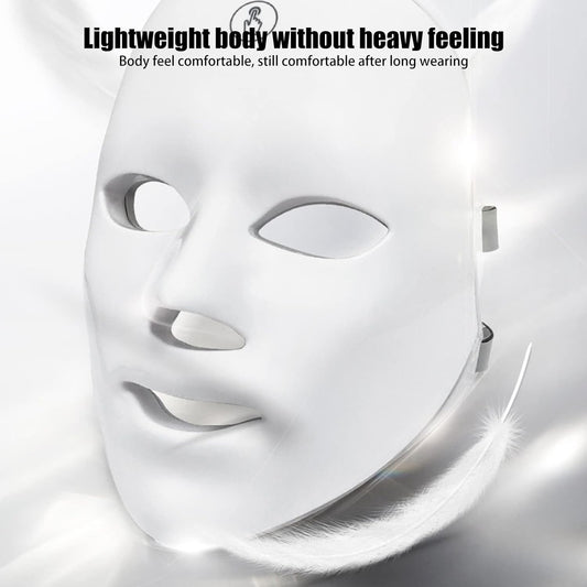LED Light Therapy Face Mask - 7 Colour Photon Therapy Mask for Face Skin Rejuvenation, Facial Skin Treatment, Anti-Aging, Anti-Acne, Anti-Wrinkle