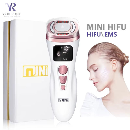 Mini HIFU Facial Skin EMS Microcurrent Portable Device  - Professional Beauty Massager for Lifting and Tightening