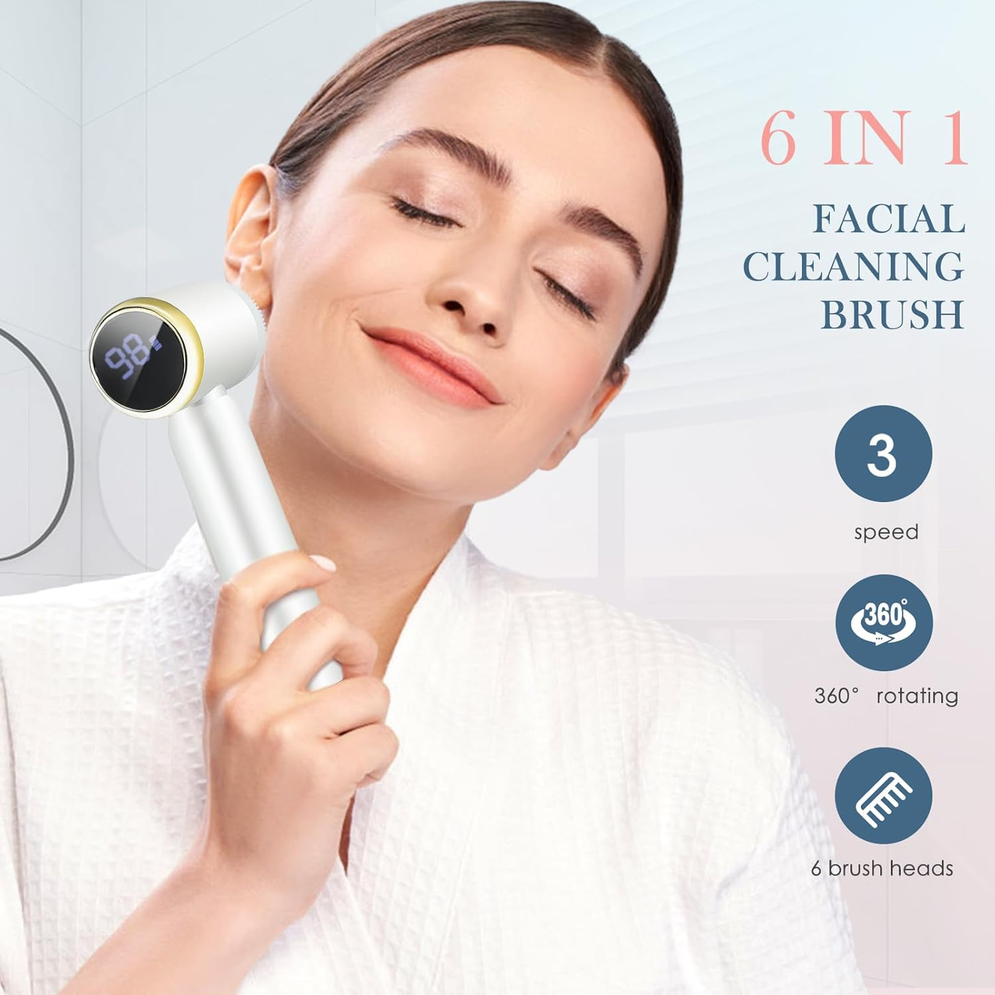 Electric Facial Cleanser - 6 in 1 Waterproof Facial brush